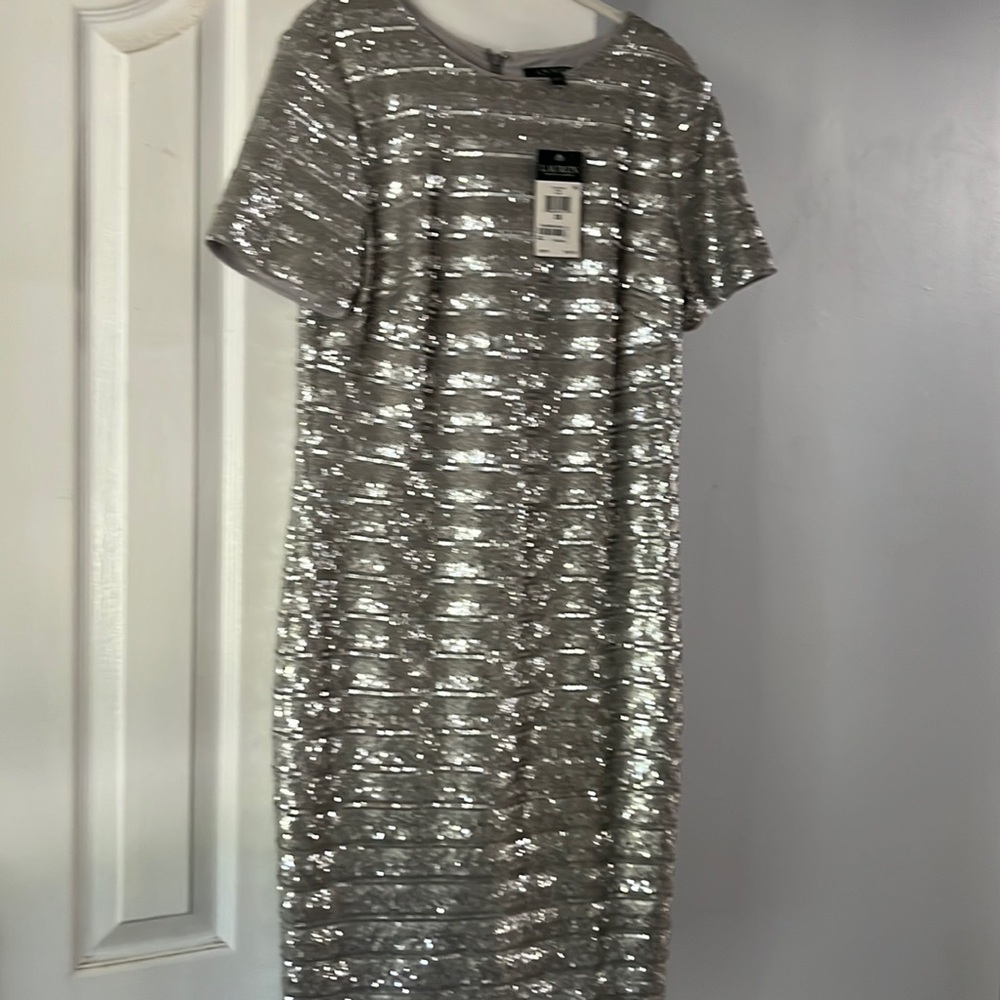 Lauren Ralph Lauren size 10 silver evening dress